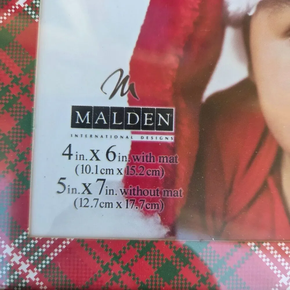 Malden Baby's First Christmas Picture Frame Tartan Plaid 4x6 5x7 NIB